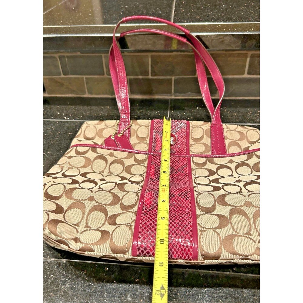 Coach Signature Raspberry Pink Python Snake Strip… - image 9